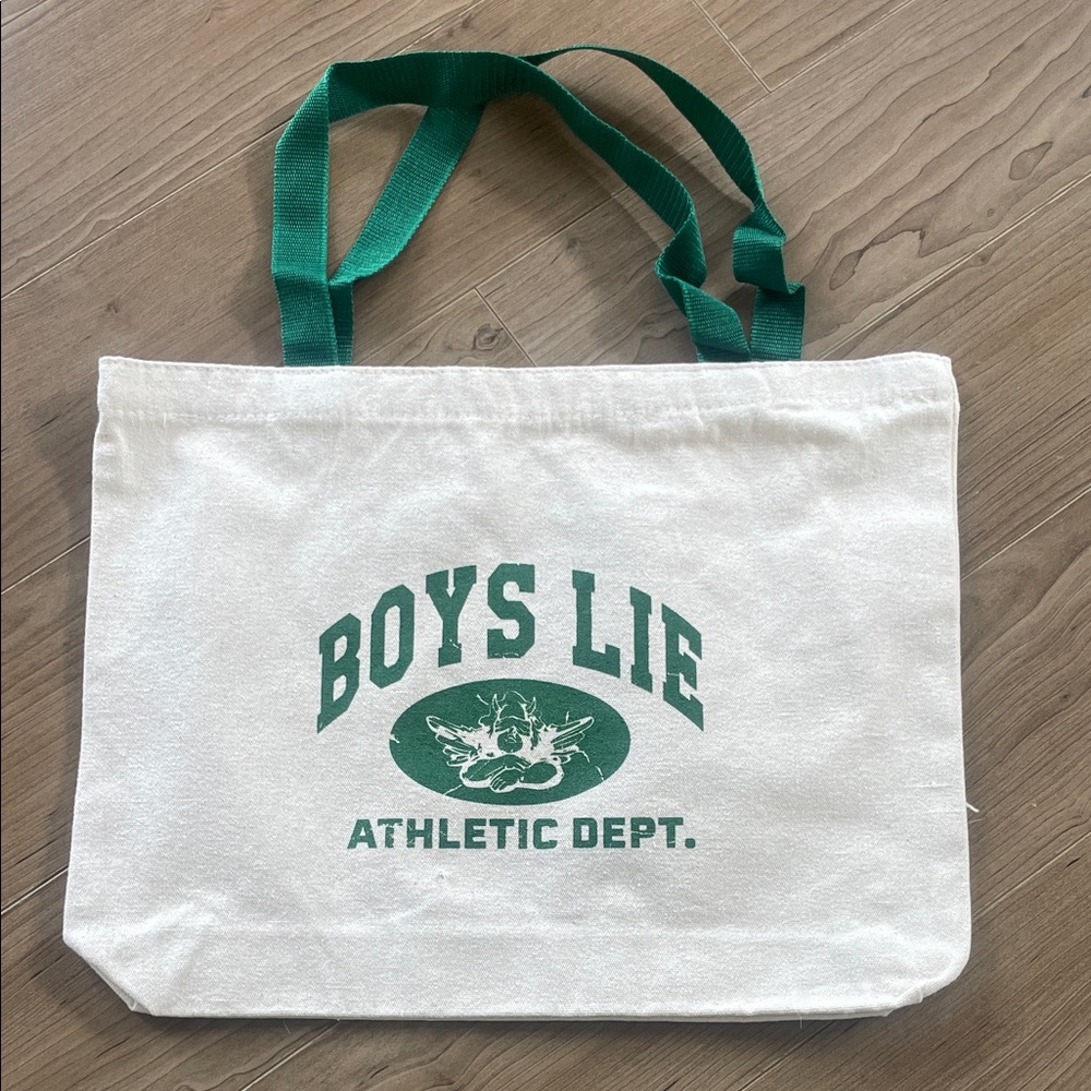 Boys Lie Cream and Green Reusable Athletic Tote